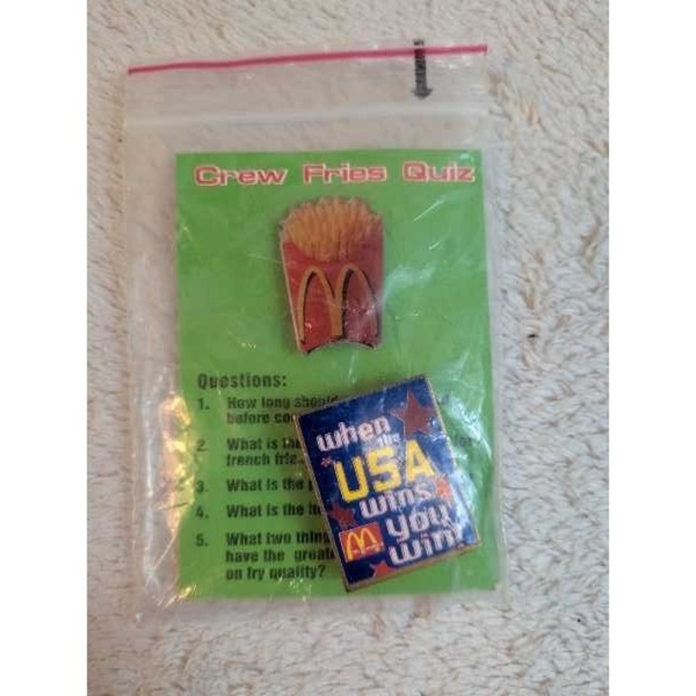 McDonald's Fries Quiz Crew Lapel Pin‎ Set Collectible NWT